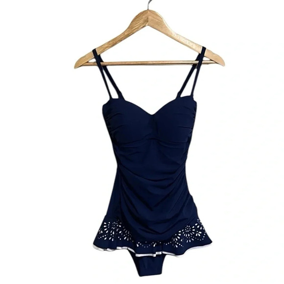 Gottex Profile Enchantment Bandeau Swimdress Size 8 Resort Vacation Swim Beach - Picture 5 of 13